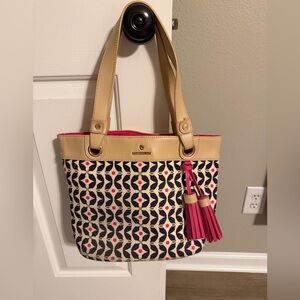 Spartina Stylish Geometric Tote Bag with Pink Accents